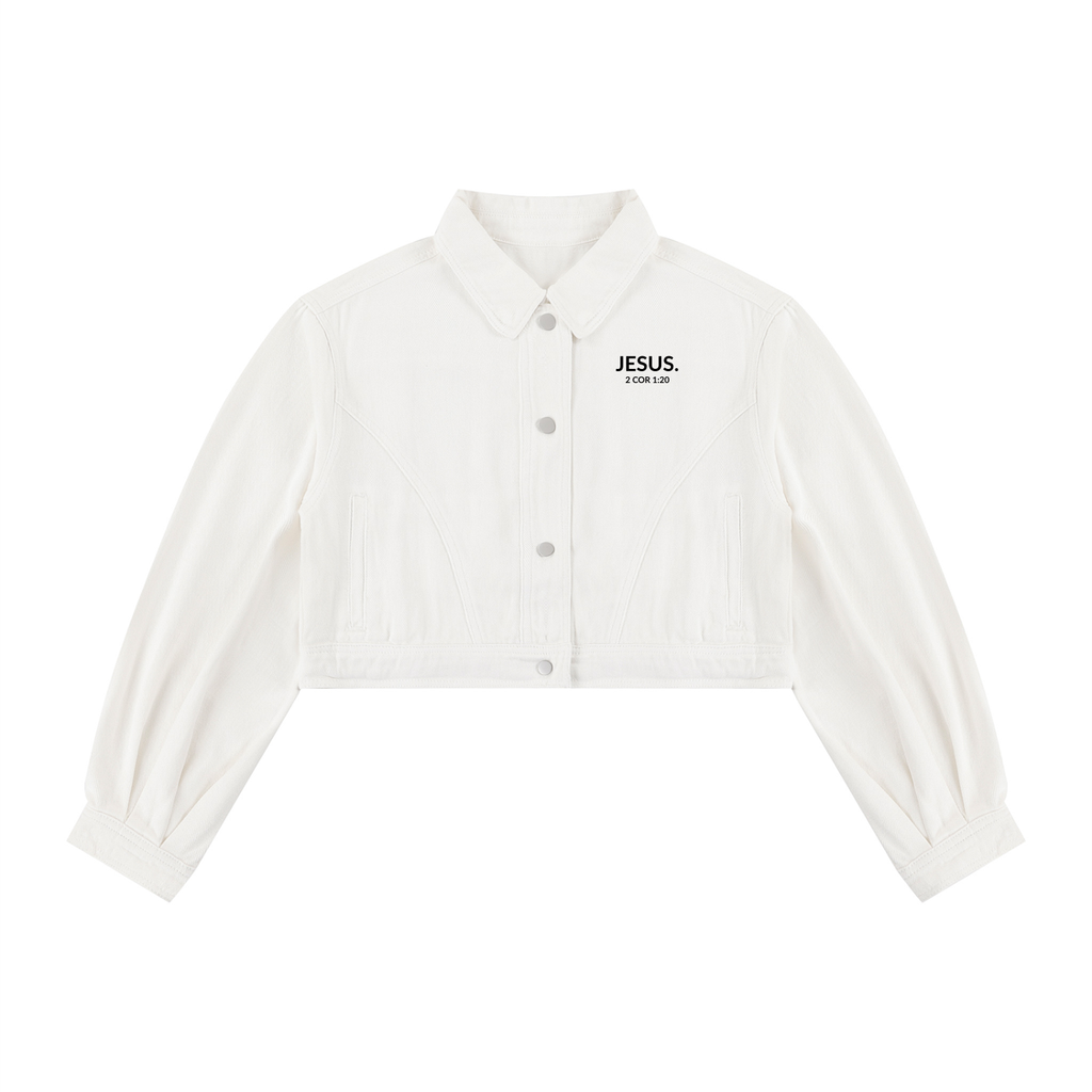 2 COR 1:20 | Women’s Crop Denim Jacket