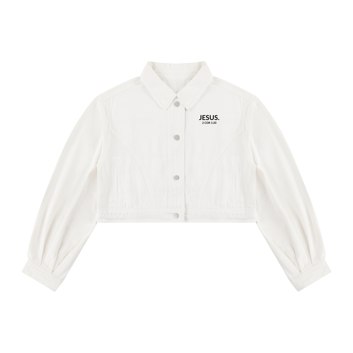 2 COR 1:20 | Women’s Crop Denim Jacket