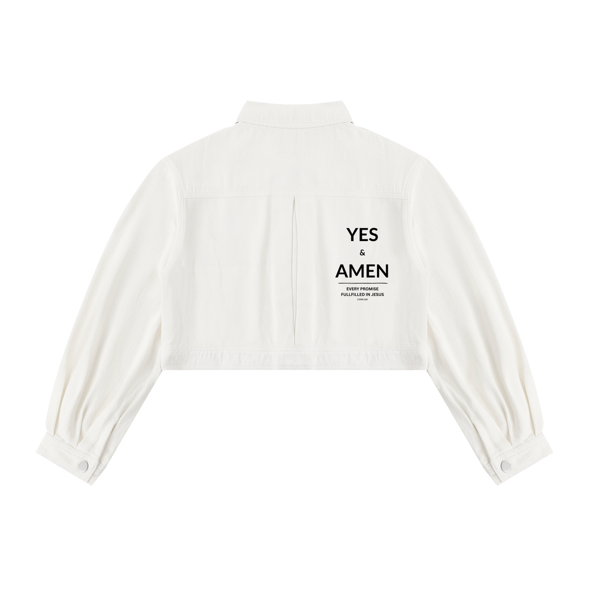 2 COR 1:20 | Women’s Crop Denim Jacket